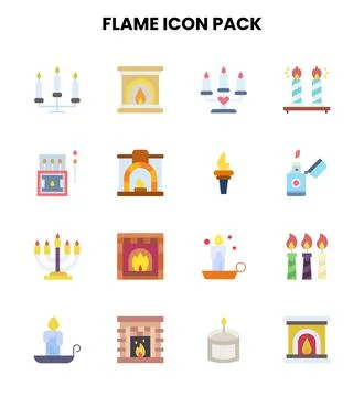 Flame Flat Icons Pack Stock Illustration