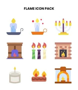 Flame Flat UI Icons Pack Stock Illustration