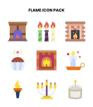 Flame Flat UI Icons Pack Stock Illustration