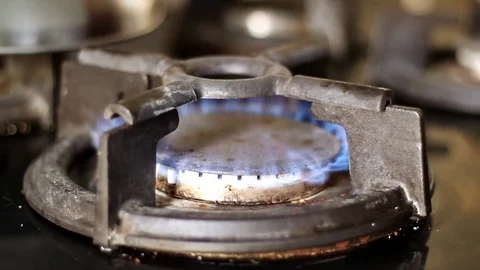Flame on gas stove Stock Footage 70240291