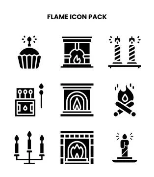 Flame Glyph Graphics Icons Pack Illustrazione stock