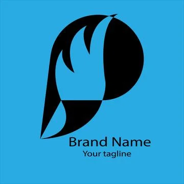 Flame Glyph logo design Stock Illustration