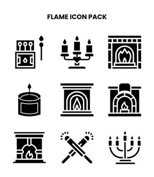 Flame Glyph UI Icons Pack 스톡 일러스트