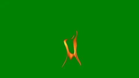 Flame green background fire screen gold letter k green screen animated chromakey Stock Footage 314064387