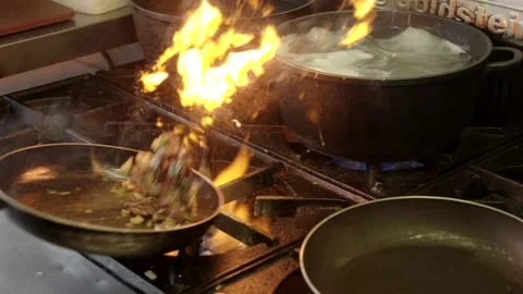 Flame grill cooking Stock Footage 245468466
