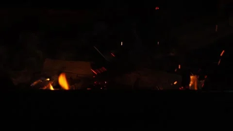 Flame on the grill2 Stock Footage 139186707