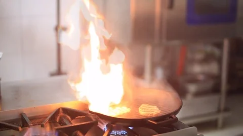 Flame Grilling Fresh T-Bone Beef Steak Stock Footage 83592089