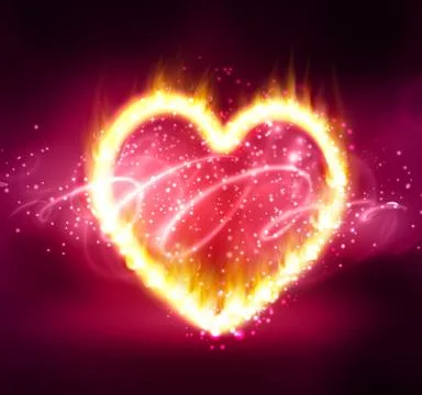 Flame heart on the dark Illustrazione stock