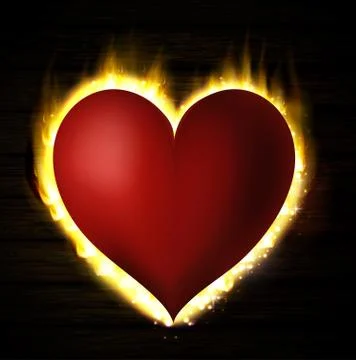 Flame heart on the dark Stock Illustration