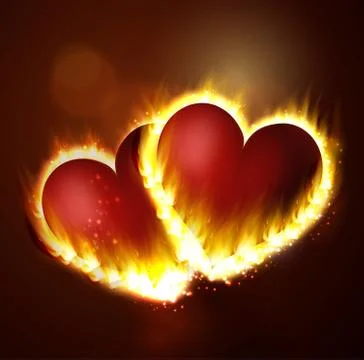 Flame heart on the dark Stock Illustration
