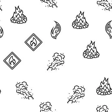 Flame hot fire burn bonfire heat vector seamless pattern Illustrazione stock