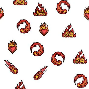 Flame hot fire burn bonfire heat vector seamless pattern イラスト素材