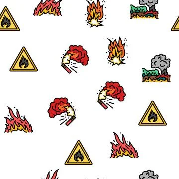 Flame hot fire burn bonfire heat vector seamless pattern 스톡 일러스트