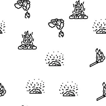 Flame hot fire burn bonfire heat vector seamless pattern Illustrazione stock