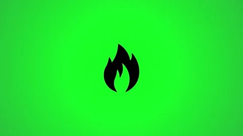 Flame icon animating on a green screen background a motion graphic symbol. 스톡 동영상 346496500