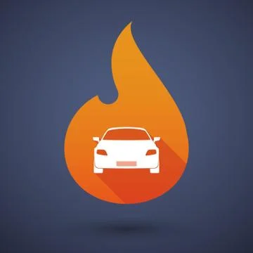 Flame icon with a car Stock Illustration