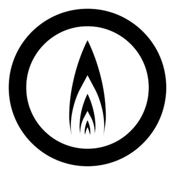 Flame icon in circle round black color vector illustration flat style image Illustrazione stock