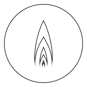 Flame icon in circle round outline black color vector illustration flat style Illustrazione stock
