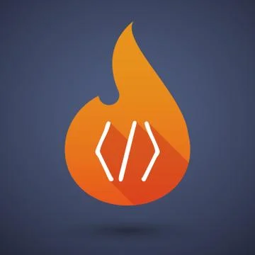 Flame icon with a code sign Illustrazione stock