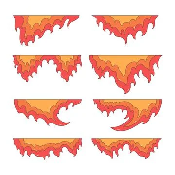 Flame icon collection. flat style elements. cartoon isolated illustration Stock Illustration