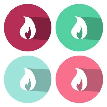 Flame icon in flat style with long shadow Stock Illustration