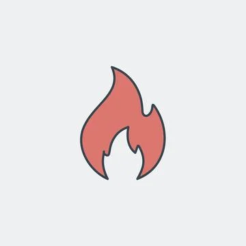 Flame icon illustration. Simple line art illustration of a flame, perfect f.. Stock Illustration