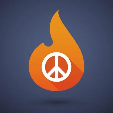 Flame icon with a peace sign Stock Illustration