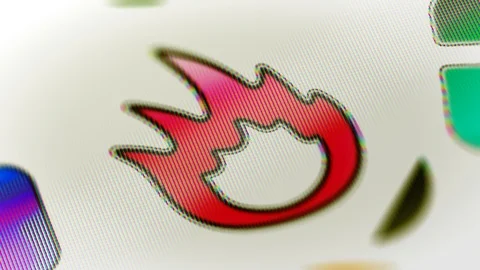 Flame icon in the screen. Looping footage has 4K resolution. Prores 4444. Stock Footage 98424896