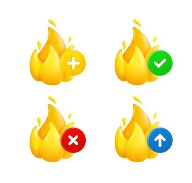 Flame icon set with different pictograms. 3d vector icons set 스톡 일러스트