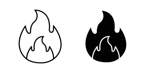 Flame icon symbol. Vector illustration pack in black color. Stock Illustration