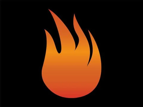 Flame Icon Vector, Burning Fire Symbol Isolated on Black Background Stock Illustration