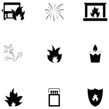 Flame icons set Stock Illustration