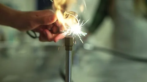 Flame Ignited in Laboratory Stock Footage 47212207
