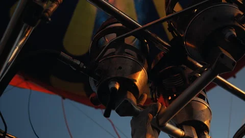 Flame ignites inside hot air balloon. Stock Footage 311621253
