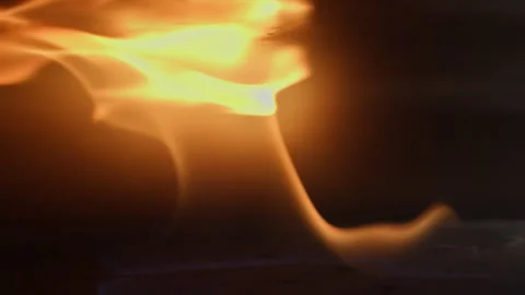 Flame igniting inside a gas oven 動画素材 323509917