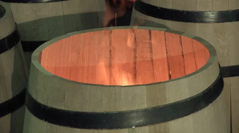 Flame inside manufacturing wine barrels Video stock 56917341