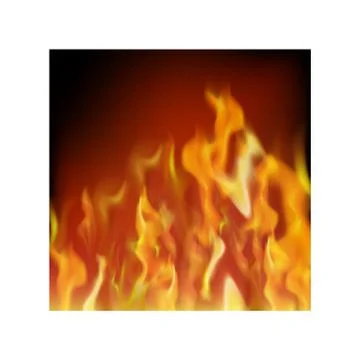Flame Isolated over Black Background. Hot Red and Yellow Burning Fire with 스톡 일러스트