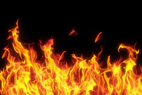 Flame isolated over black background Stock Photos