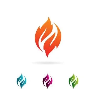 Flame leaf logo design concept template Stock Illustration