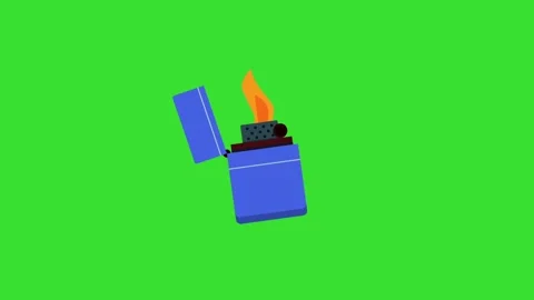 Flame Lighter Icon Ignition on Green Screen Animation 4K Stock Footage 320255495