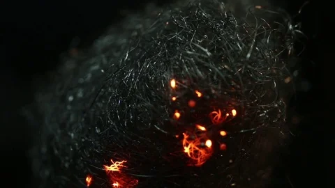 Flame Lights Steel Wool on Fire Stock Footage 74525216