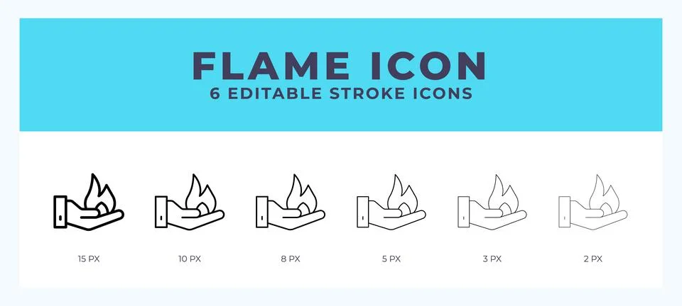 Flame line icon. Thin line. Bold line. Vector illustration. イラスト素材