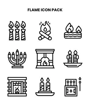 Flame Line Scalable Icons Pack Ilustración de archivo