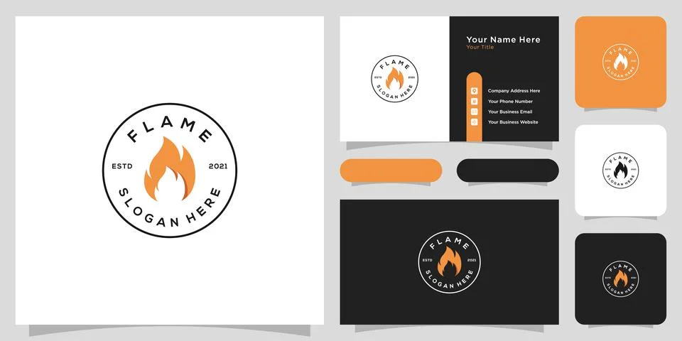 Flame logo vector icon designs and business card Stock Illustration