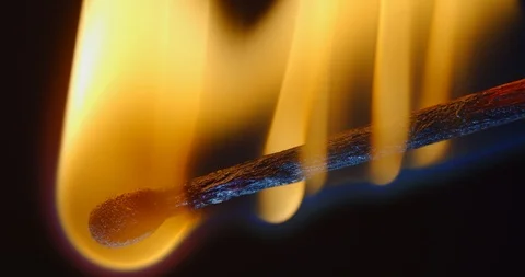 Flame of match ignites and then blown out. Slow Motion Stock Footage 125597577