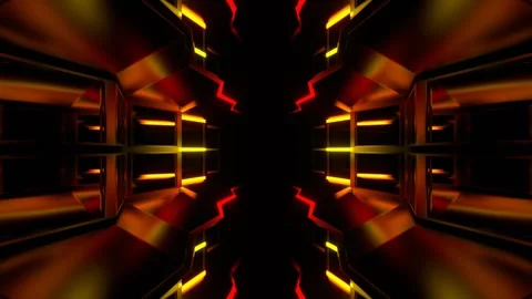Flame Neon Mirrored Sci-Fi Corridor Background VJ Loop in 4K Stock Footage 261988879