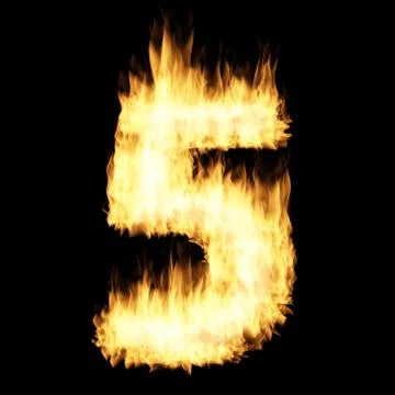 Flame number Five Stock Illustration