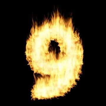 Flame number Nine Stock Illustration