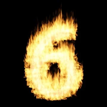 Flame number Six Stock Illustration