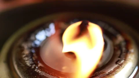 Flame in oil lamp, flame in the lantern close-up Stock Footage 328217297